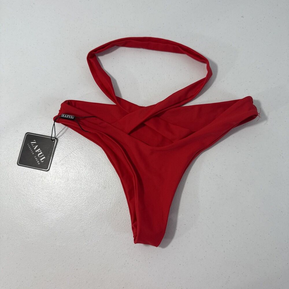 Zaful Bikini Womens Small Red‎ Wrap Around Bottoms Swimsuit Sexy